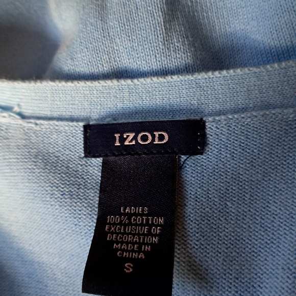 3/$15 Izod Light Blue & Brown Argyle V Neck Cotton Cardigan Size Small - Picture 6 of 7